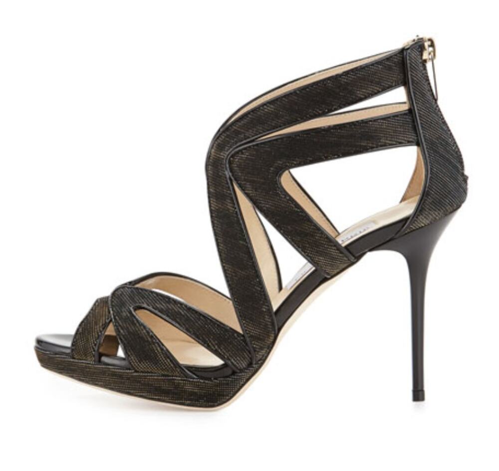 Jimmy Choo Karla Glittery Zebra-Print Sandal Size 36.5
